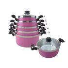 Jogo Panelas Alumínio Rosa Tampa De Vidro - 5 Peças