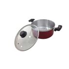 Jogo Panelas Alumínio Vermelho Tampa Vidro 5 Peças