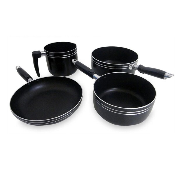 Jogo Panelas Antiaderentes Conjunto 4 Peças Teflon Tampa Vidr