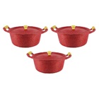 Jogo Panelas Caçarolas Reta Craqueada Alça Madeira 16 A 20cm