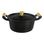 Jogo Panelas Caçarolas Reta Craqueada Alça Madeira 24 A 28cm