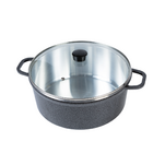 Jogo Panelas Cava 5pcs Alumínio Fundido Tampa De Vidro Temper