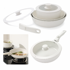Jogo Panelas Cerâmica Com 21 Peças Cabo Removível Branco