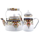 Jogo Panelas Chaleira E Leiteira Aço Esmaltadas 7 Peças India