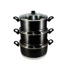 Jogo Panelas Grande (jogão) Craqueado Preto Alumínio 3 Peças