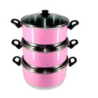 Jogo Panelas Grande (jogão) Rosa Alumínio 3 Peças - Rosa