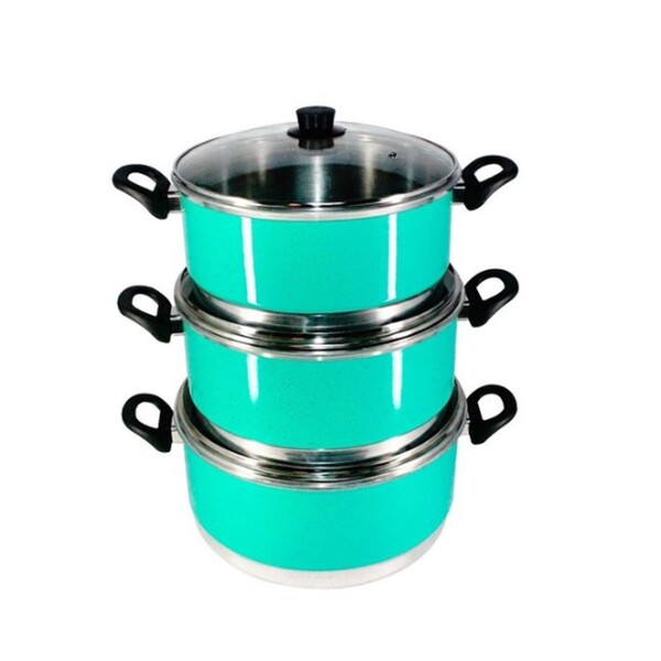 Jogo Panelas Grande (jogão) Verde Água Alumínio 3 Peças - Ver