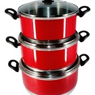 Jogo Panelas Grande (jogão) Vermelho Alumínio 3 Peças - Verme