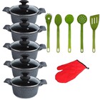 Jogo Panelas Preta Titanium Talher Verde Javali Aal 16a24cm