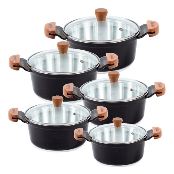 Jogo Panelas Preto Liso Alumínio Usinado Javali Am 16 A 24