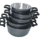 Jogo Panelas Tampa Vidro Alumínio Batido Cinza Craqueado