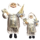 Jogo Papai Noel Casaco Cinza Perolado Luxo Pequeno E Médio -