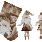 Jogo Papai Noel E Boneco De Neve Champagne Gold 22cm Enfeite