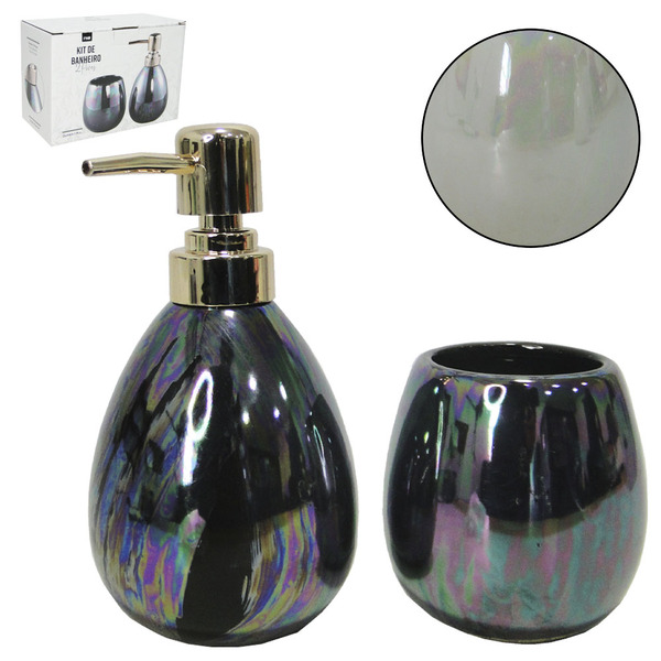 Jogo Para Banheiro De Porcelana Redondo Com 2 Peças