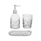 Jogo Para Banheiro Em Vidro Lyor Paris 3 Peças Prateado