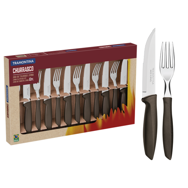 Jogo Para Churrasco Jumbo Tramontina Plenus Com Lâminas Em Aç