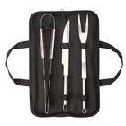 Jogo Para Churrasco Kit 3 Peças Aço Inox Com Bolsa