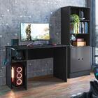 Jogo Para Escritorio Mesa E Estante Lagos Preto Fosco