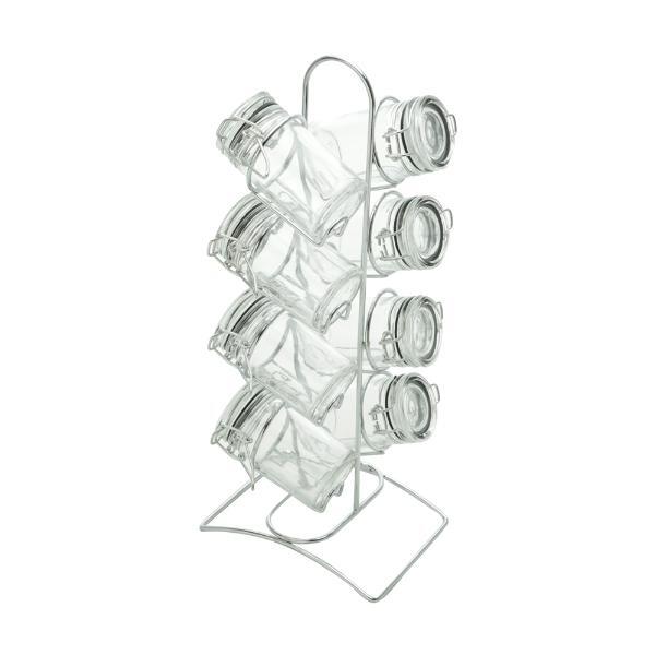 Jogo Para Temperos Em Vidro Com Suporte Lyor Crômado 65ml 8 P