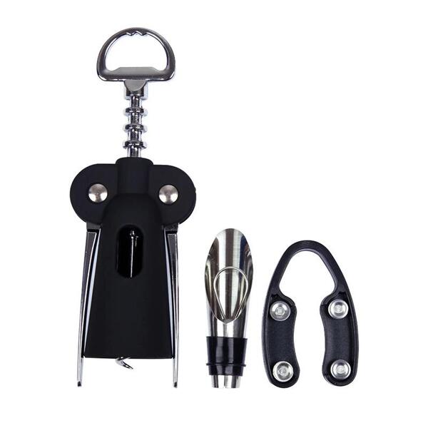 Jogo Para Vinho Fracalanza  Com 3 Acessórios Em Inox Preto