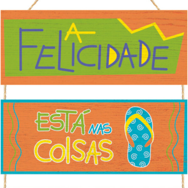 Jogo Placas C/ Corda 3 Peças A Felicidade Está