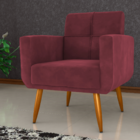 Jogo Poltrona E Puff Para Sala Hazen Veludo Vinho