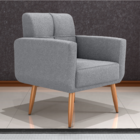 Jogo Poltrona E Puff Para Sala Oliver Boucle Cinza