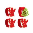 Jogo Porta Guardanapo Decorado Natal Anjo E Pinheiro Anel 8 P