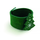 Jogo de Porta Guardanapo de Feltro para Mesa Natalina Clássica Árvore Verde e Branco Chormus com 6 Unidades