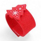 Jogo de Porta Guardanapo de Feltro para Mesa Natalina Clássica Árvore Vermelho e Branco Chormus com 6 Unidades