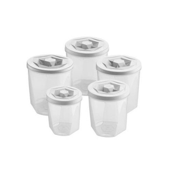 Jogo Porta Mantimentos Vision Branco Uz Utilidades 5pcs