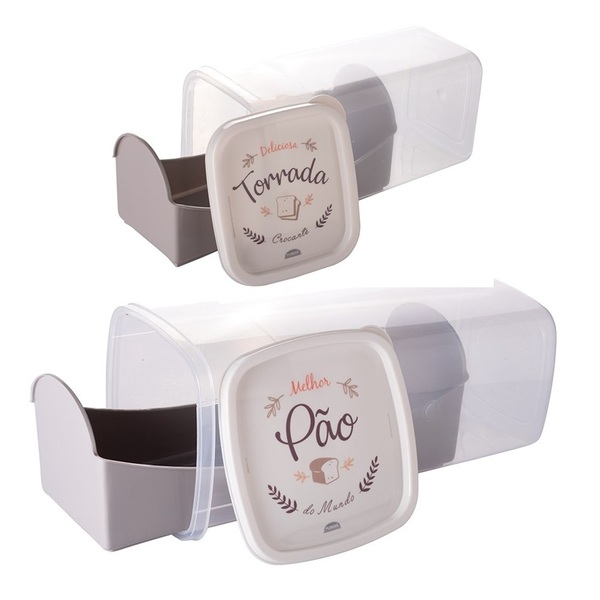 Jogo Porta Pão De Forma E Porta Torradas Com Bandeja Interna