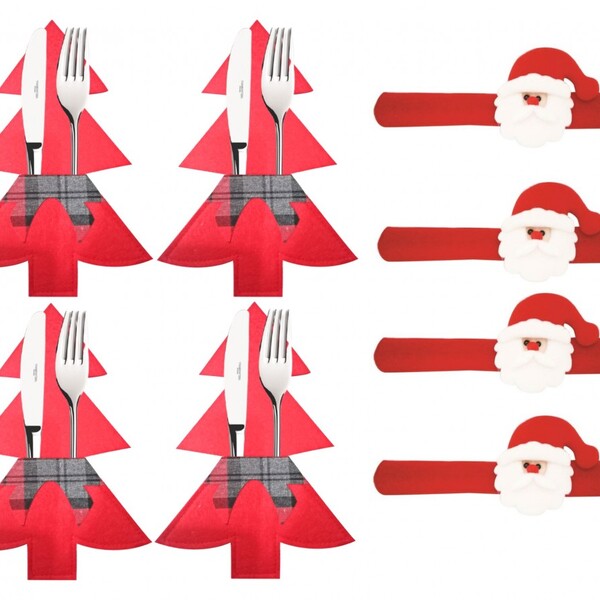 Jogo Porta Porta Talher Natal E Anel De Guardanapo Papai Noel