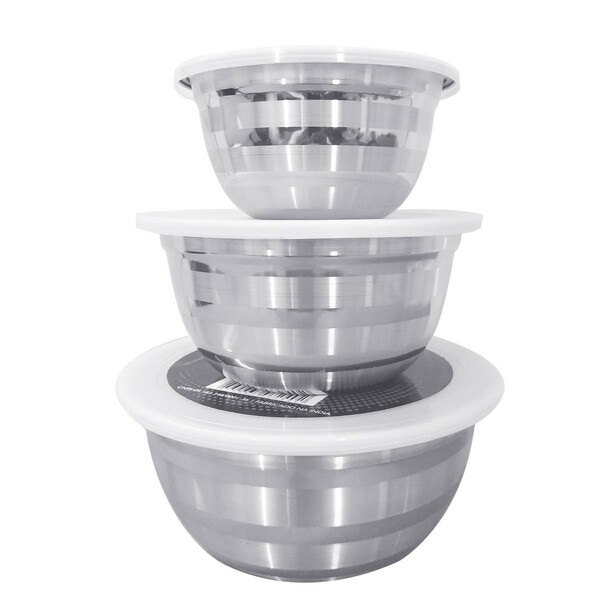 Jogo Pote Aço Inox C/tampa Plástica 3pcs Niazitex
