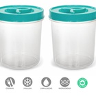 Jogo Pote Mantimento Redondo Tampa Com Rosca Plástico Prime 6