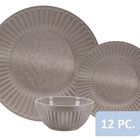 Jogo Prato De Jantar, Sobremesa E Tigela Melamina Plisse Prem