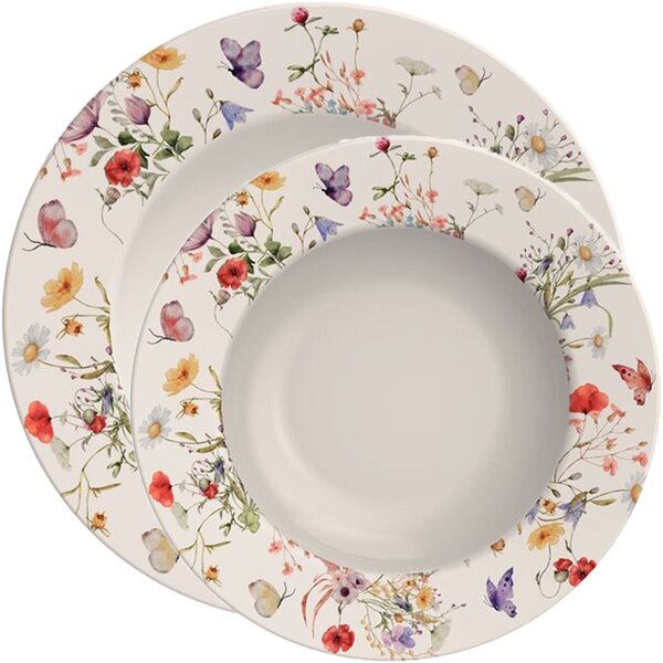 Jogo Prato Raso Fundo 6 Pessoas 12 Pçs Ana Clara Tramontina