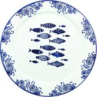 Jogo Prato Raso Jantar 4 Pessoas 4pçs Peixe Praia Mar 31cm