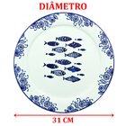 Jogo Prato Raso Jantar 6 Pessoas 6pçs Peixe Praia Mar 31cm