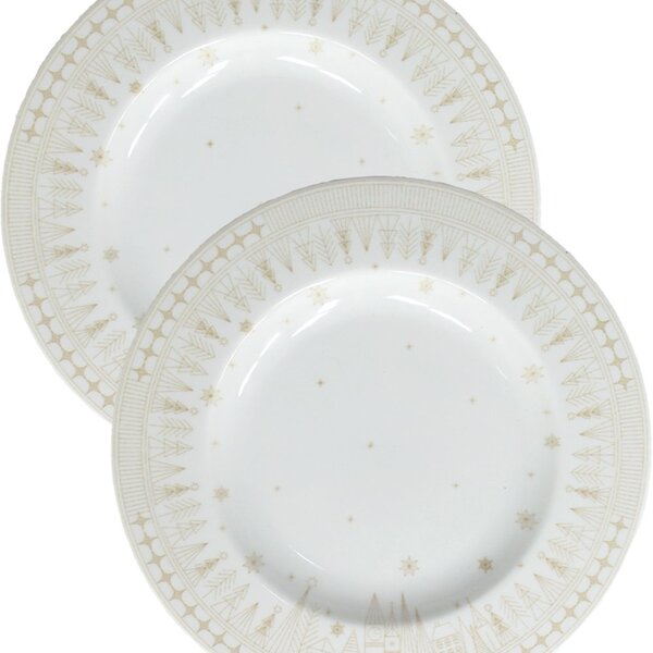 Jogo Prato Sobremesa Lanche 2 Pessoas 2pçs Natal Noel 21cm