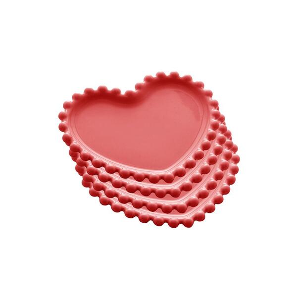 Jogo Pratos Em Porcelana Wolff Coração Beads 12x10cm 4 Peças