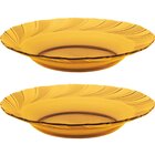 Jogo Pratos Fundo Sopa 2 Pessoas 2 Pçs Âmbar Em Vidro 23cm