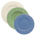 Jogo Pratos Rasos Fundos E Lanche 3 Peças Mendi Colorido Oxfo