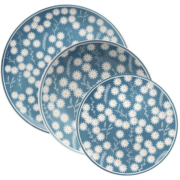 Jogo Pratos Rasos Fundos E Sobremesa 18 Peças Unni Daisy Oxfo