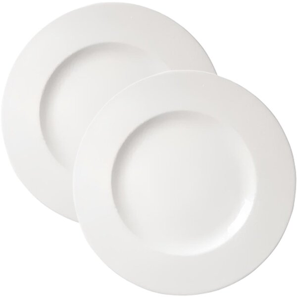 Jogo Pratos Sobremesa Lanche 8 Pessoas 8pçs Aba Larga 21cm