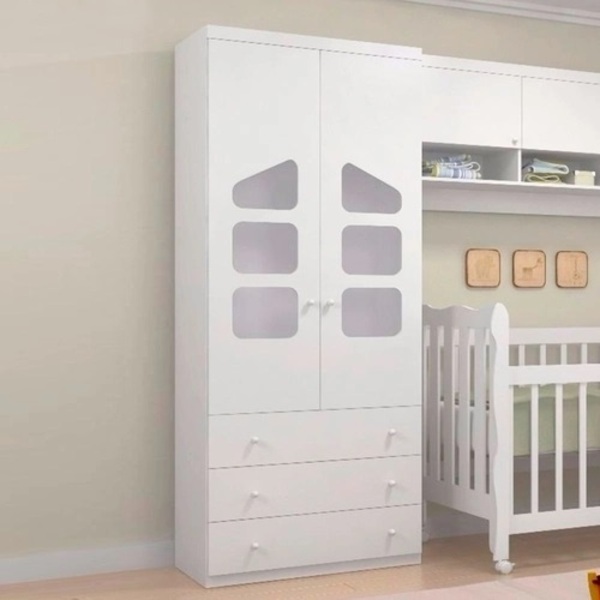 Jogo Quarto 2 Peças Roupeiro 2 Portas E Aéreo Branco Eloísa