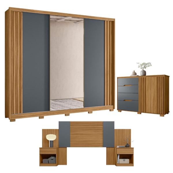 Jogo Quarto Completo Flórida Freijó Cinza