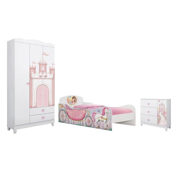 Jogo Quarto Completo Puerto Branco Rose Acetinado