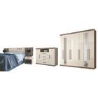 Jogo Quarto De Casal Completo Com Espelho Alan Castanha Off-w