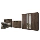 Jogo Quarto De Casal Completo Com Espelho Moli Ébano